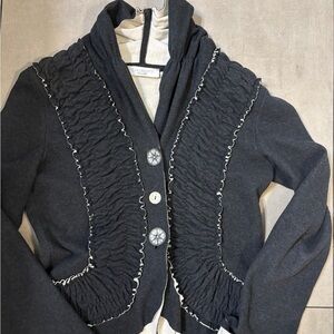 Elisa Cavaletti Charcoal Ruffle Jacket with great details size medium worn once